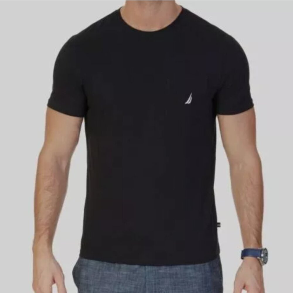 Nautica Men's Solid Pocket T-Shirt, true black, 2XL